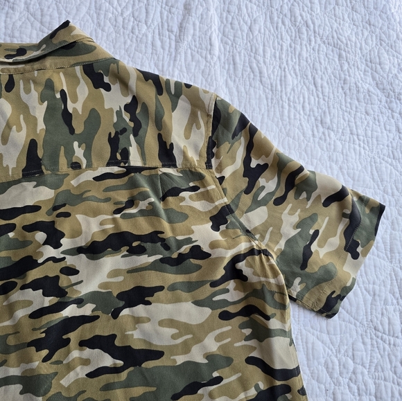 Equipment Silk Utility Button Front Camo Short Sleeve Shirt Dress - Picture 13 of 16